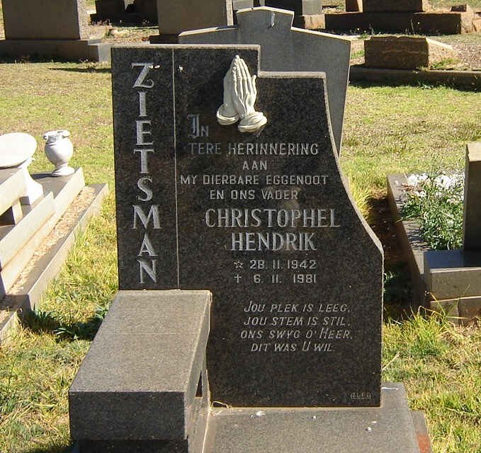 ZIETSMAN Christophel Hendrik 1942-1981