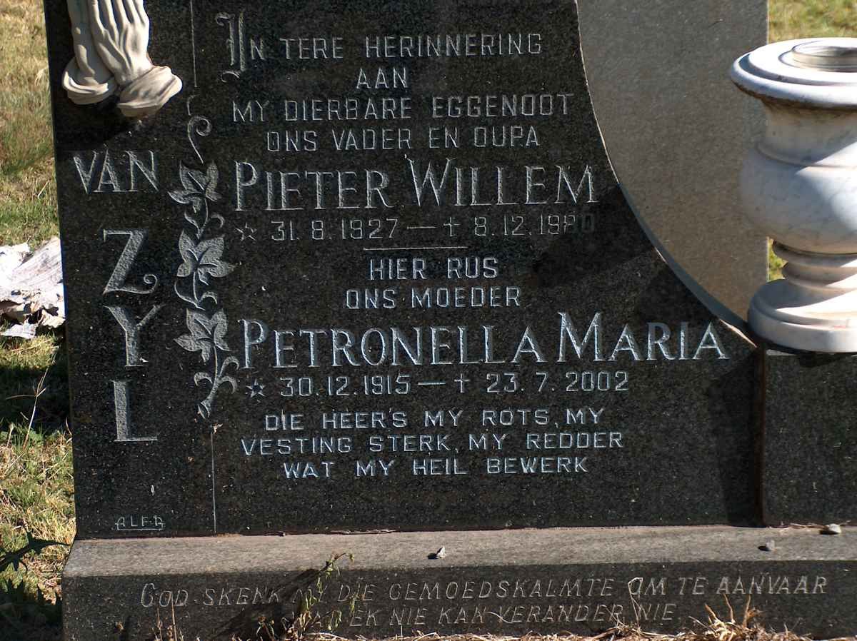 ZYL Pieter Willem, van 1927-1980 &amp; Petronella Maria 1915-2002