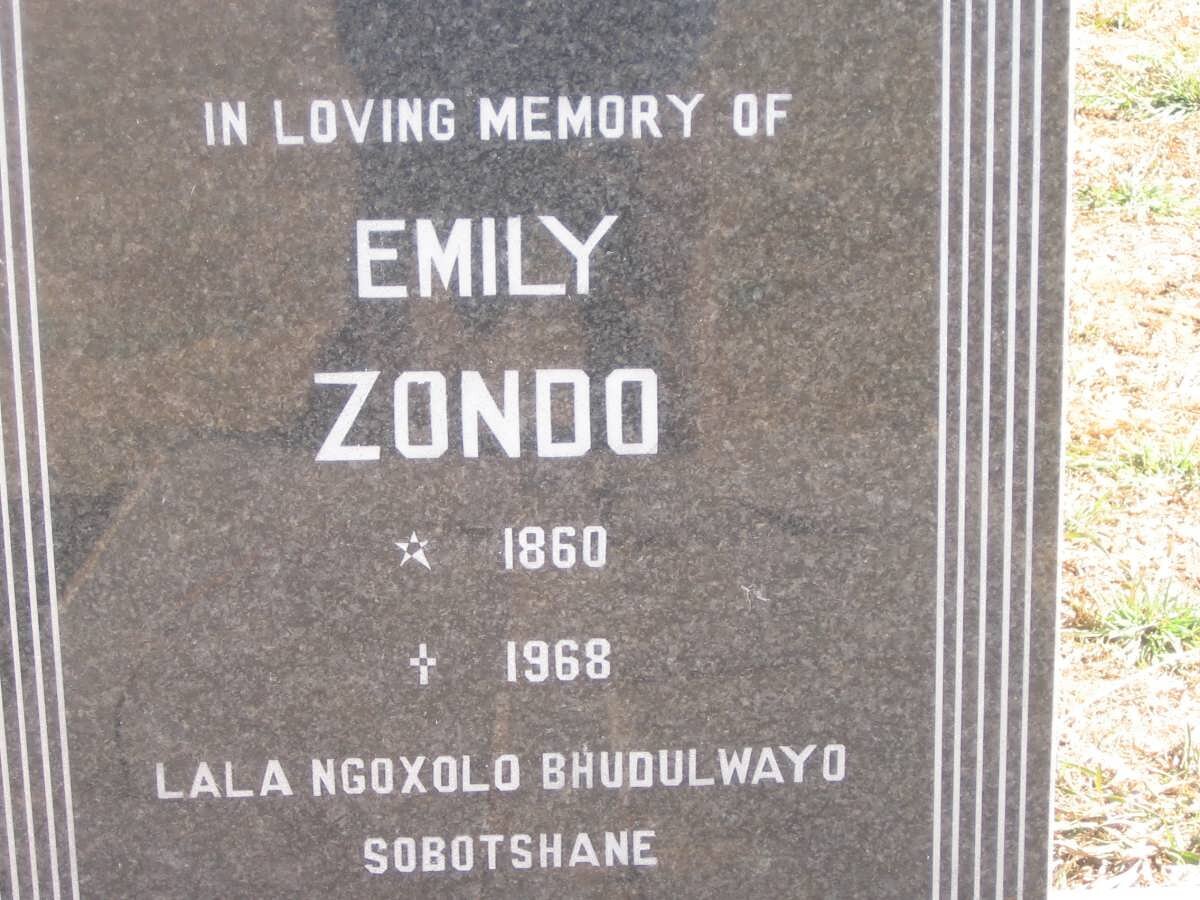 ZONDO Emily 1860-1968
