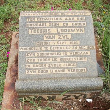 ZYL Theunis Lodewyk, van 1914-1935