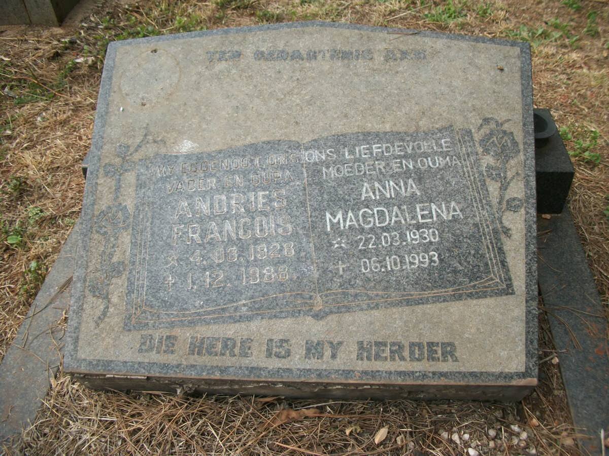 ? Andries Francois 1928-1988 &amp; Anna Magdalena 1930-1993