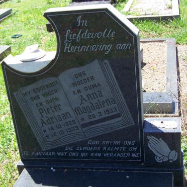 ? Pieter Adriaan 1929-1989 &amp; Anna Magdalena 1933-