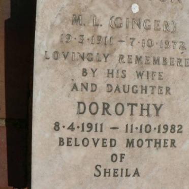 ? M.L. 1911-1972 &amp; Dorothy 1911-1982