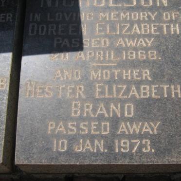? Doreen Elizabeth?-1968 Hester Elizabeth Brand ?-1973