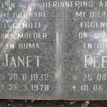 ? Peet 1928-1995 &amp; Janet 1932-1978