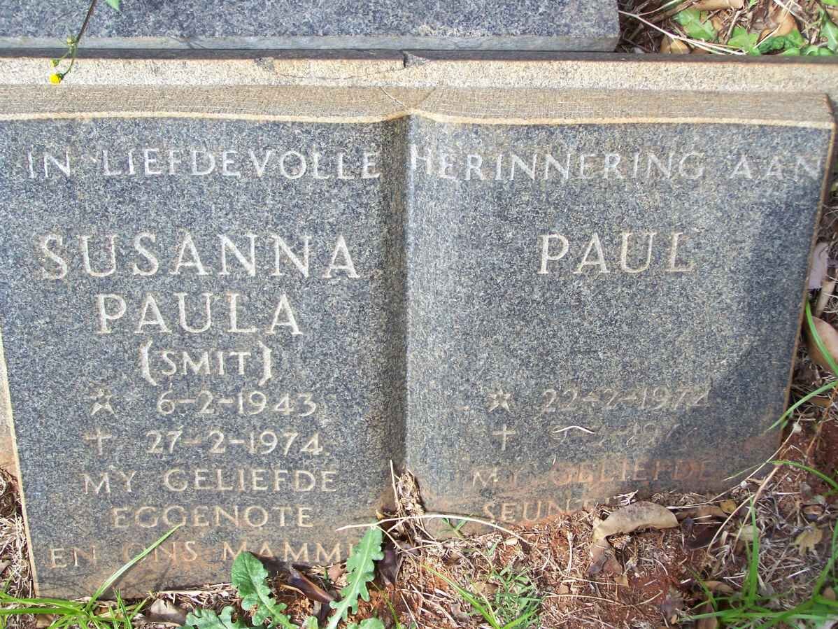 ? Susanna Paula nee SMIT 1943-1974 :: ? Paul 1974-1974