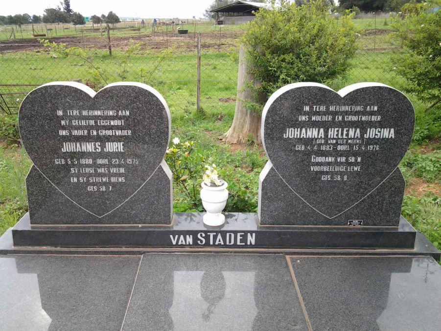 STADEN Johannes Jurie, van 1880-1975 &amp; Johanna Helena Josina VAN DER MERWE 1883-1976