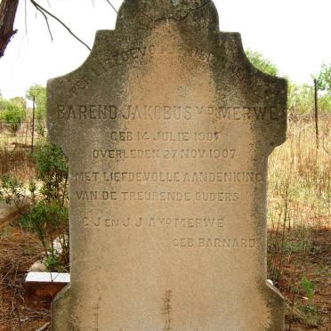 MERWE Barend Jakobus, van der 1907-1907