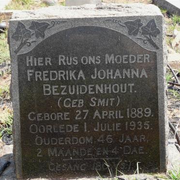 BEZUIDENHOUT Fredrika Johanna nee SMIT 1889-1935