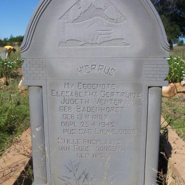 VENTER Elesabetha Gertruida Judeth nee BADENHORST 1887-1942