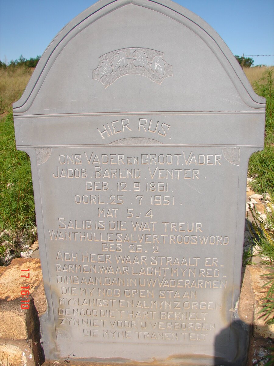 VENTER Jacob Barend 1861-1951