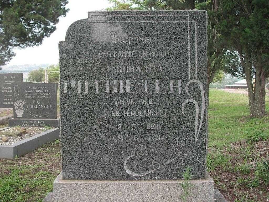 POTGIETER Jacoba H.A. voorheen VILJOEN nee TERBLANCHE 1898-1971