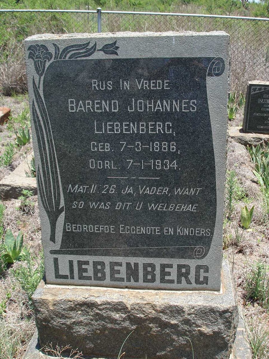 LIEBENBERG Barend Johannes 1886-1934