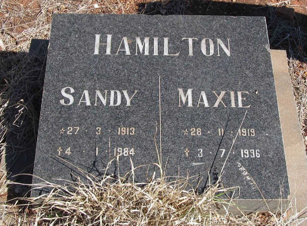 HAMILTON Maxie 1919-1996 &amp; Sandy 1913-1984