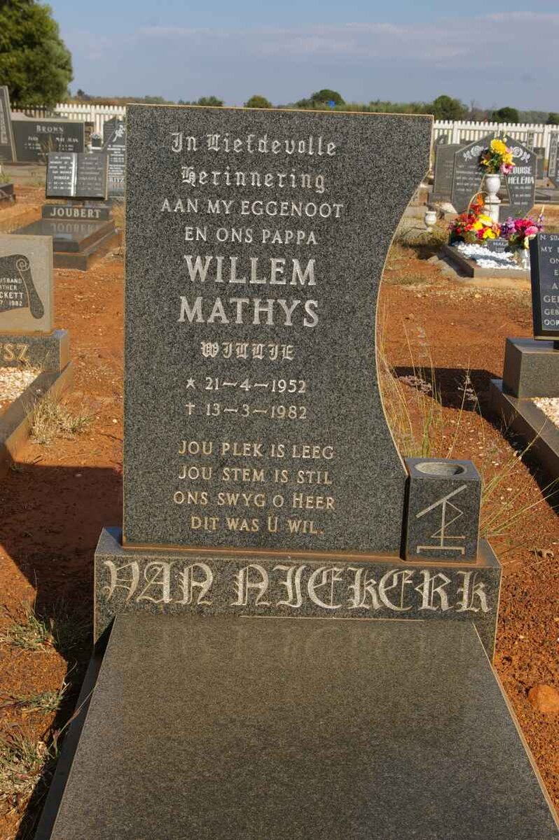 NIEKERK Willem Mathys, van 1952-1982