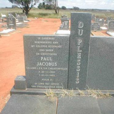 PLESSIS Paul Jacobus, du 1920-1983