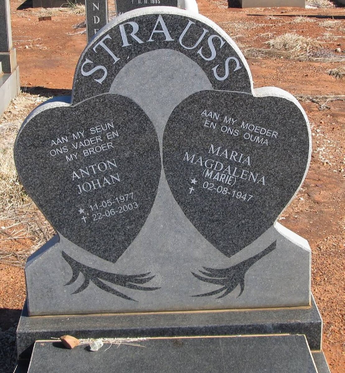 STRAUSS Anton Johan 1977-2003 &amp; Maria Magdalena 1947-