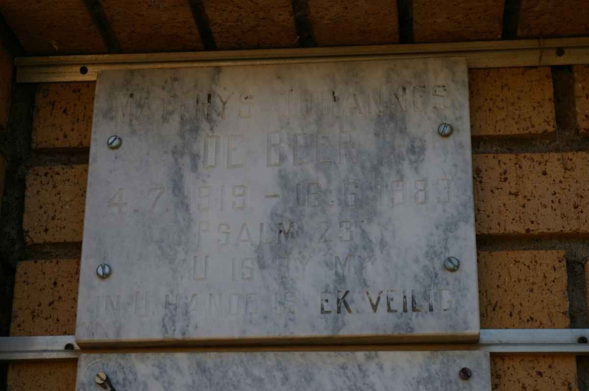 BEER Matthys Johannes, de 1919-1983