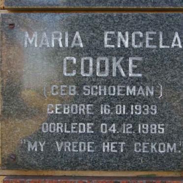 COOKE Maria Engela nee SCHOEMAN 1939-1985