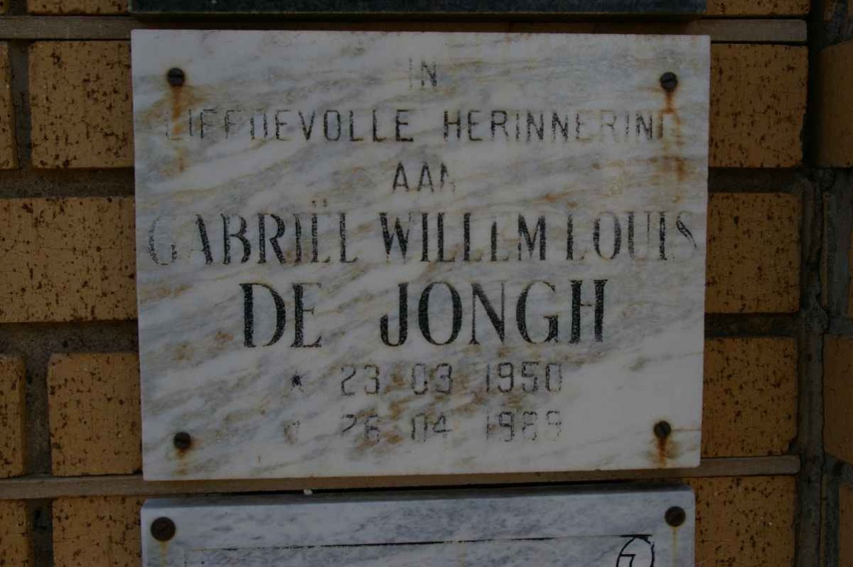 JONGH Gabriel Willem Louis, de 1950-1989
