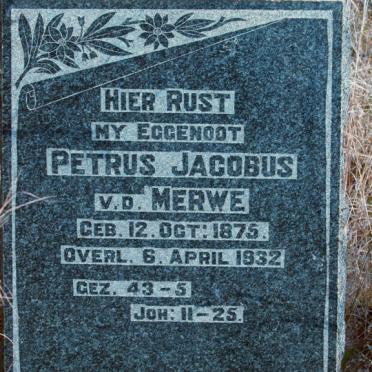 MERWE Petrus Jacobus, v.d. 1875-1932