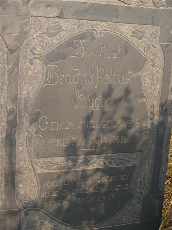 KRUGER Hendrik Petrus 1908-1931