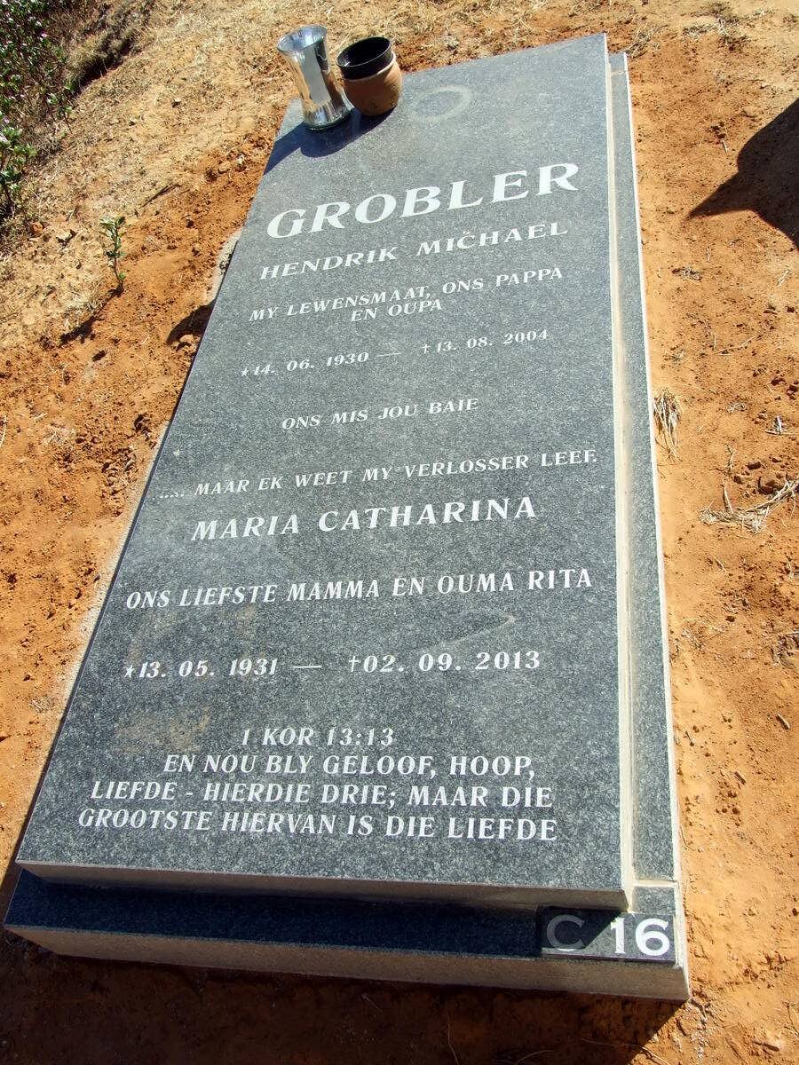 GROBLER Hendrik Michael 1930-2004 &amp; Maria Catharina 1931-2013