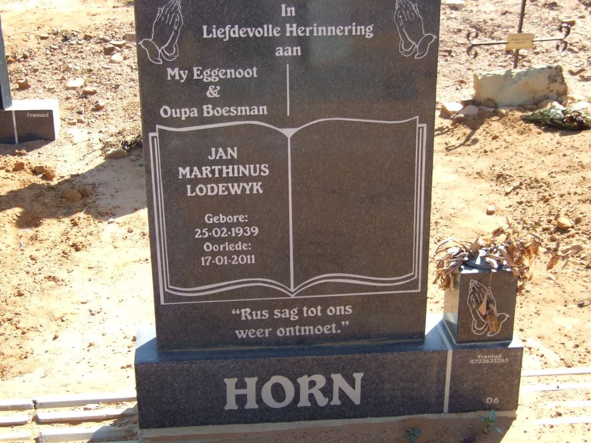 HORN Jan Marthinus Lodewyk 1939-2011