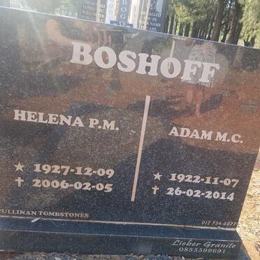BOSHOFF Adam M.C. 1922-2014 &amp; Helena P.M. 1927-2006