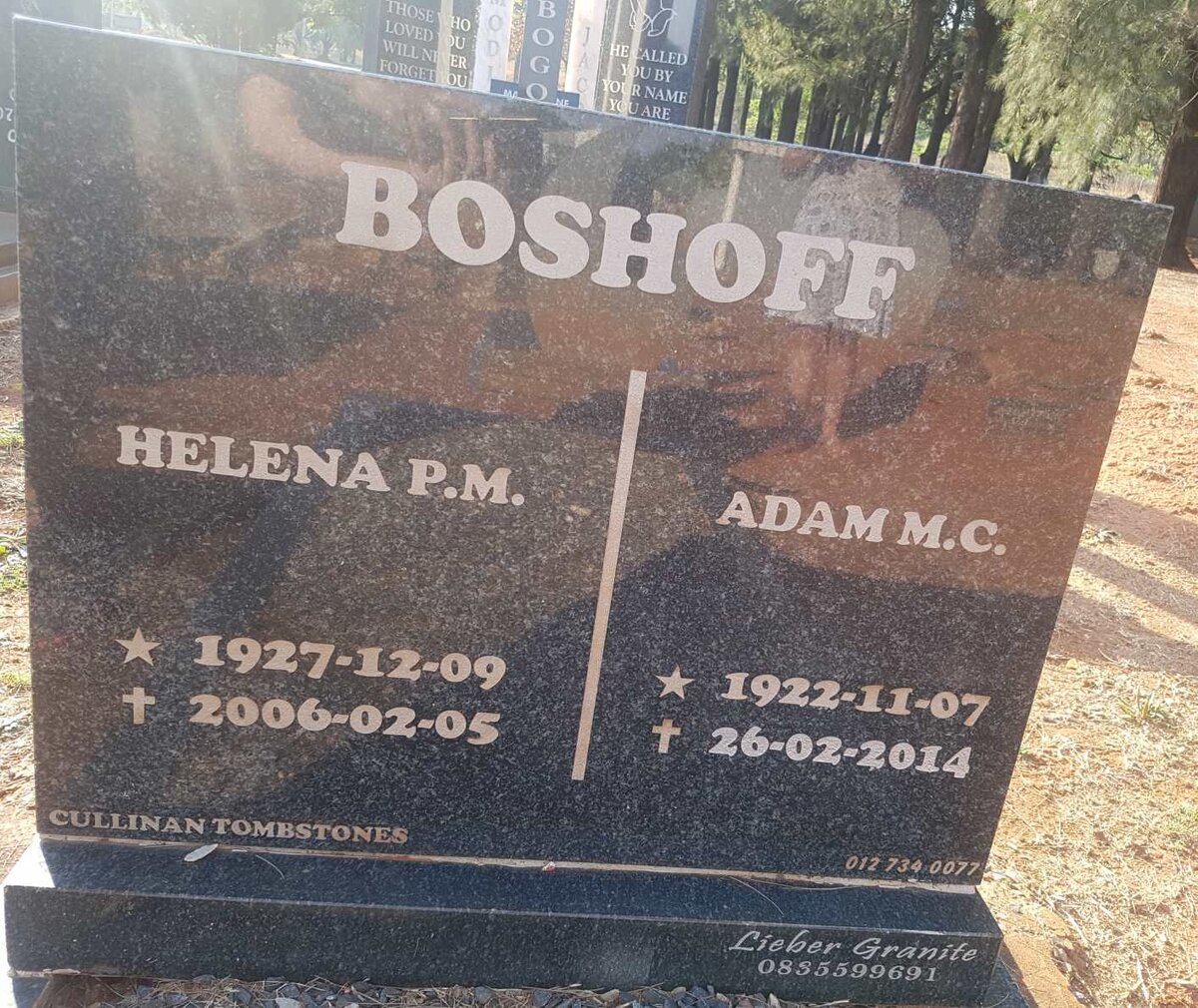 BOSHOFF Adam M.C. 1922-2014 &amp; Helena P.M. 1927-2006