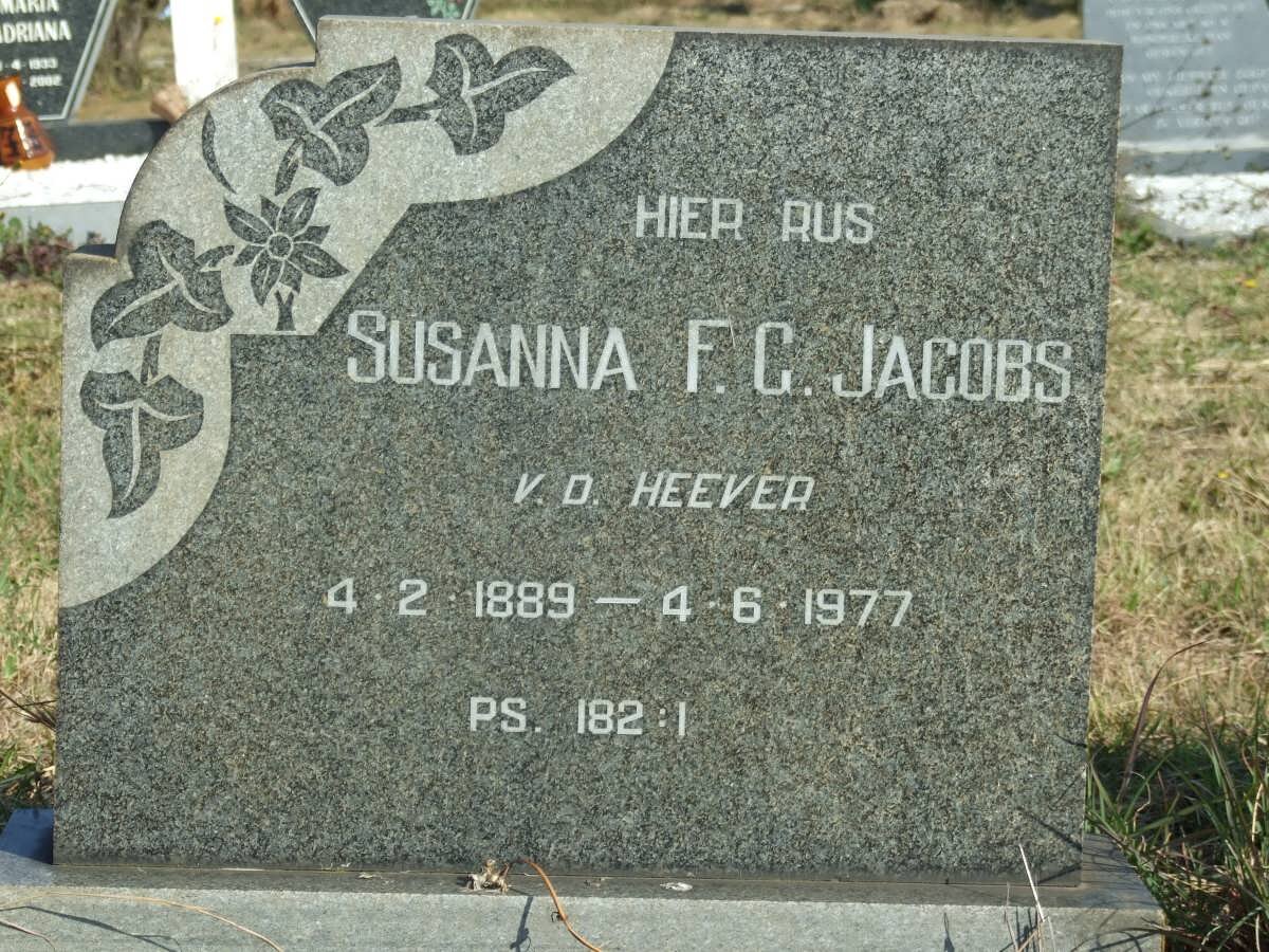 JACOBS Susanna F.G. nee V.D. HEEVER 1889-1977
