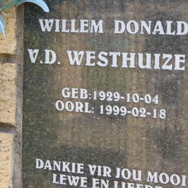 WESTHUIZEN Willem Donald, van der 1929-1999