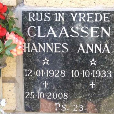 CLAASSEN Hannes 1928-2008 &amp; Anna 1933-