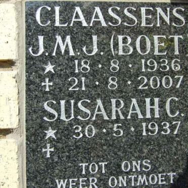 CLAASSENS J.M.J. 1936-2007 &amp; Susarah C. 1937-
