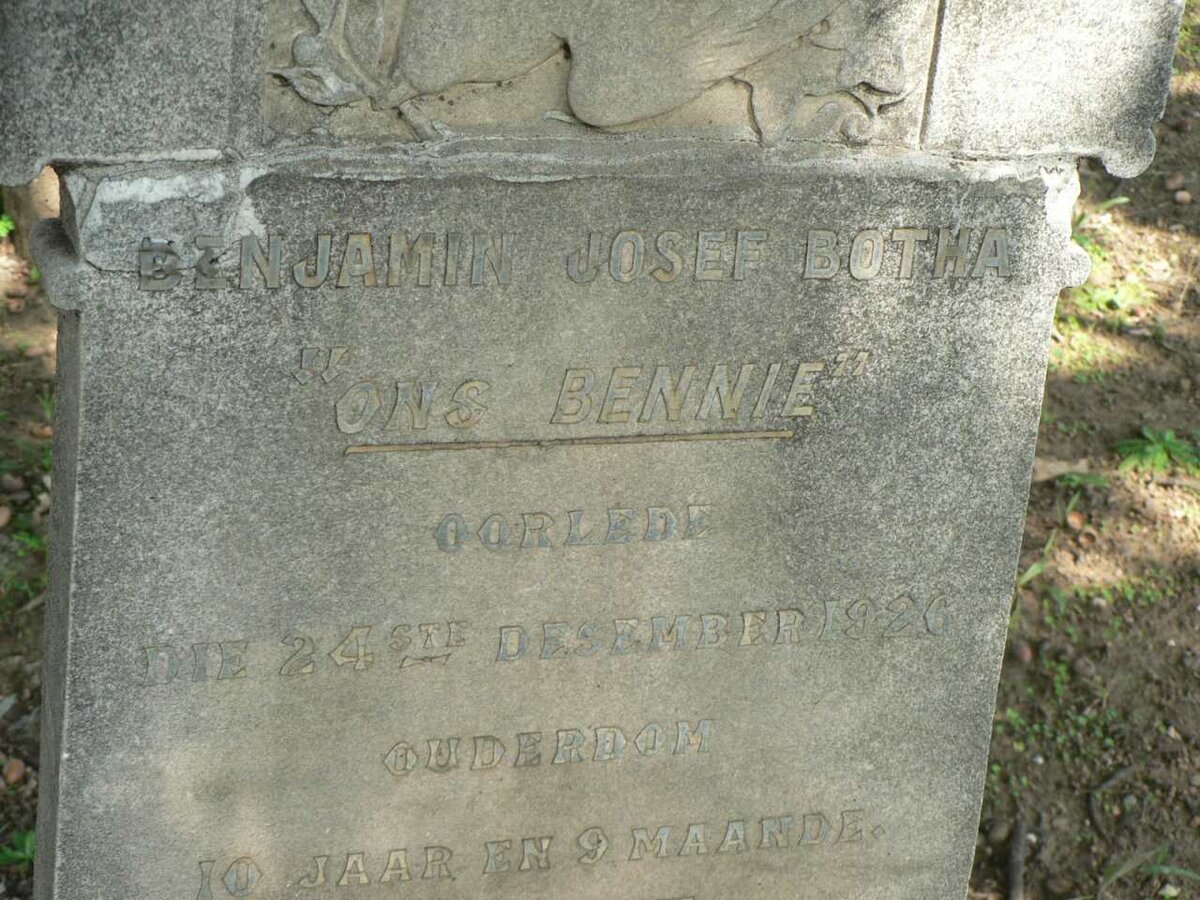 BOTHA Benjamin Josef -1926