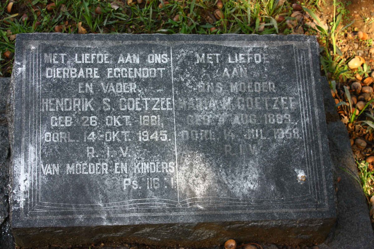 COETZEE Hendrik S. 1881-1945 &amp; Maria M. 1889-1958