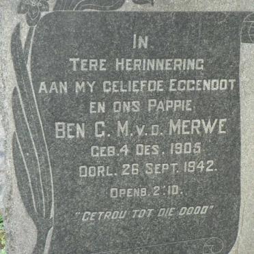 MERWE Ben G.M., v.d. 1905-1942
