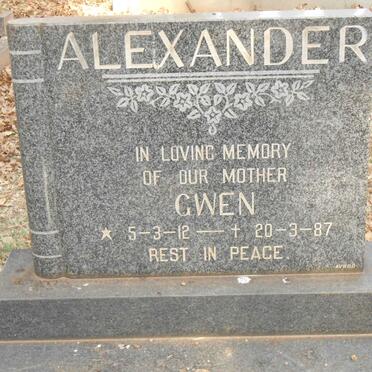 ALEXANDER Gwen 1912-1987