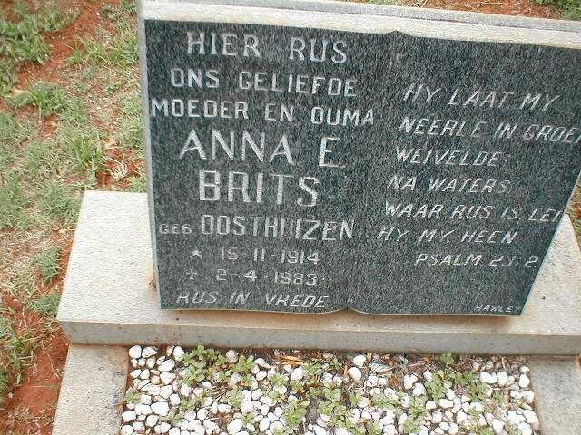 BRITS Anna E. nee OOSTHUIZEN 1914-1983