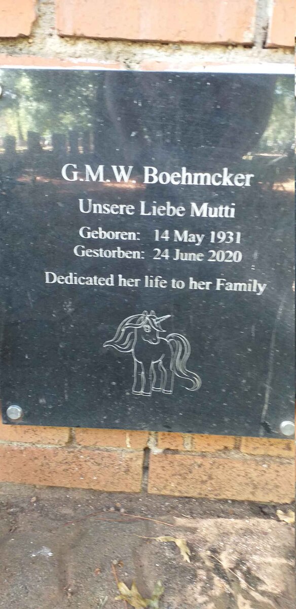BOEHMCKER G.M.W. 1931-2020