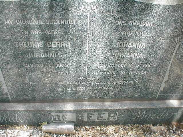 BEER Theunis Gerrit Johannes, de 1875-1954 &amp; Johanna Susanna HUMAN 1881-1968
