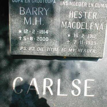 CARLSE Barry M.H. 1914-2000 &amp; Hester Magdelena 1912-1989
