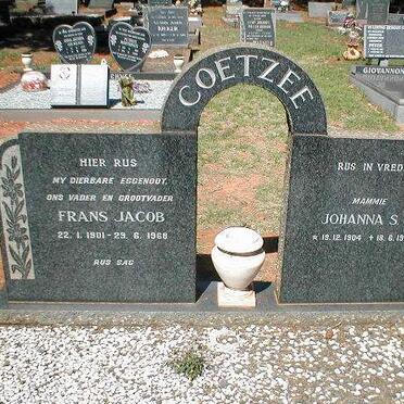 COETZEE Frans Jacob 1901-1968 &amp; Johanna S.J. 1904-1984