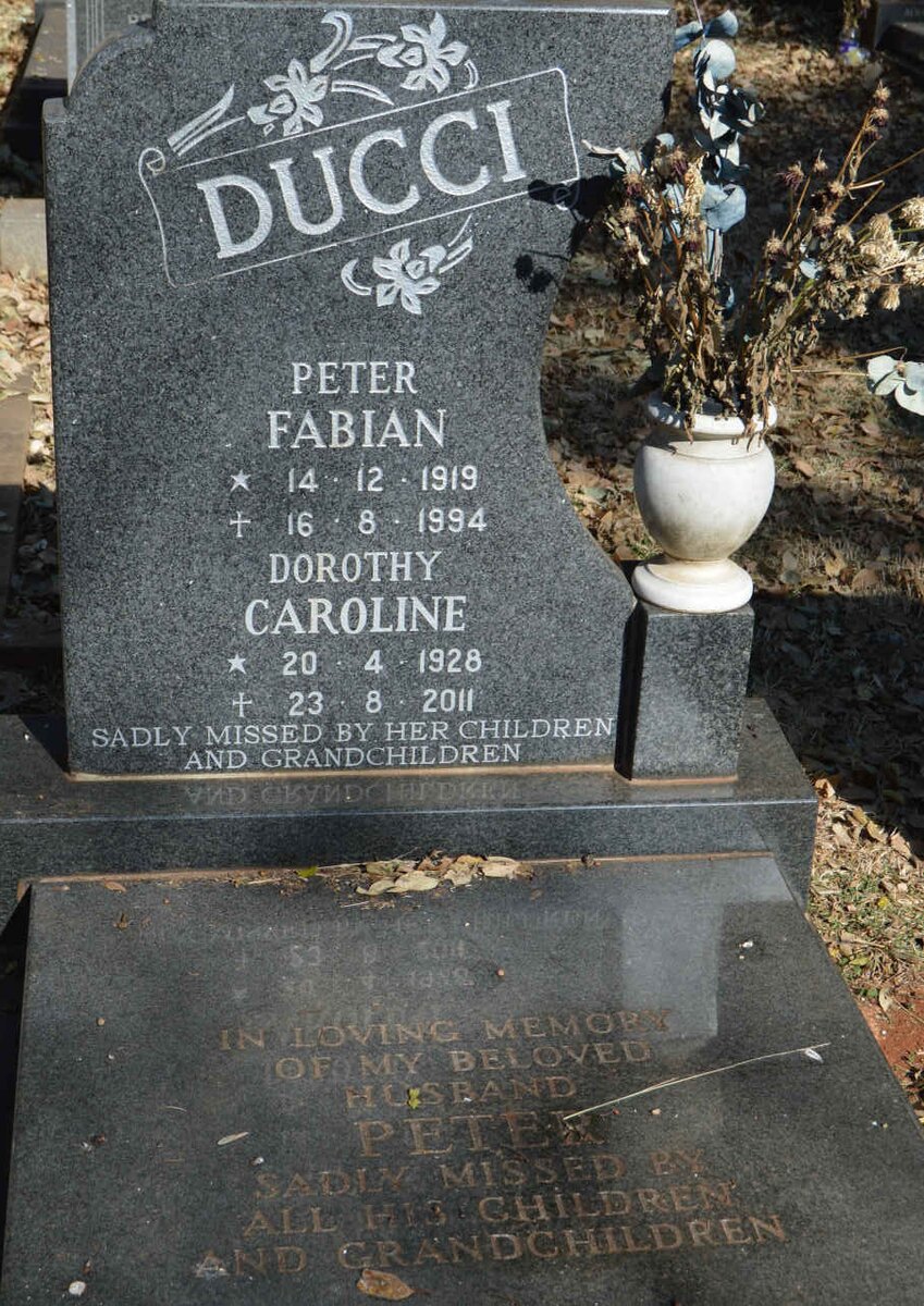 DUCCI Peter Fabian 1919-1994 &amp; Dorothy Caroline 1928-2011