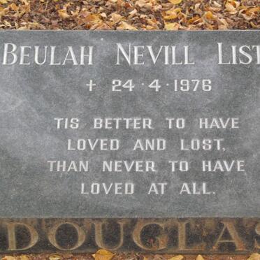 DOUGLAS Beulah Nevill Lister -1976