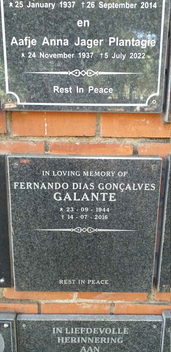 GALANTE Fernando Dias Goncalves 1944-2016