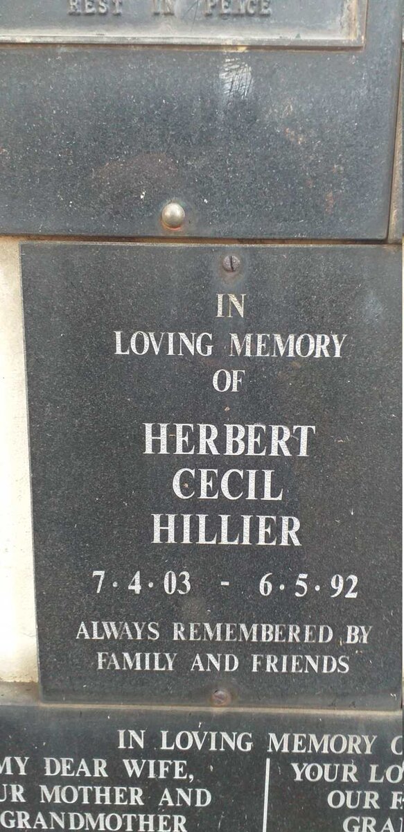 HILLIER Herbert Cecil 1903-1992