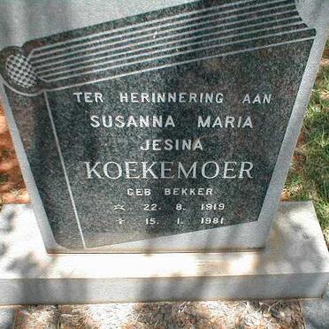 KOEKEMOER Susanna Maria Jesina nee BEKKER 1919-1981