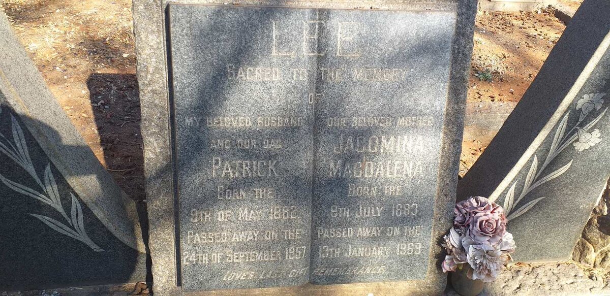 LEE Patrick 1882-1957 & Jacomina Magdalena 1883-1969