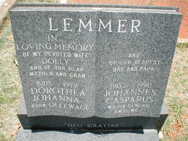 LEMMER Johannes Casparus 1903-1990 &amp; Dorothea Johanna OLLEWAGE 1905-1979